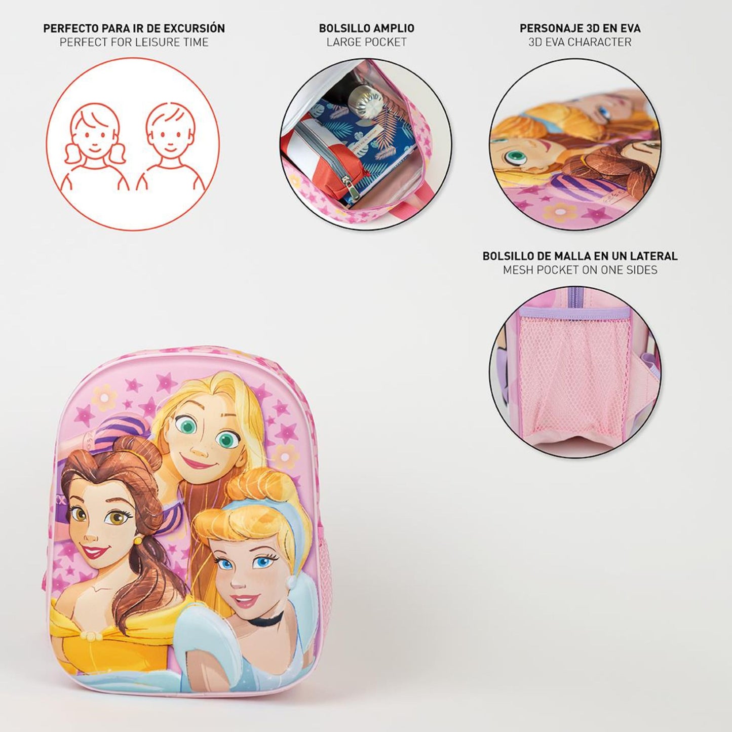 Disney Princess 3D Kinderrucksack 31x25x10 cm