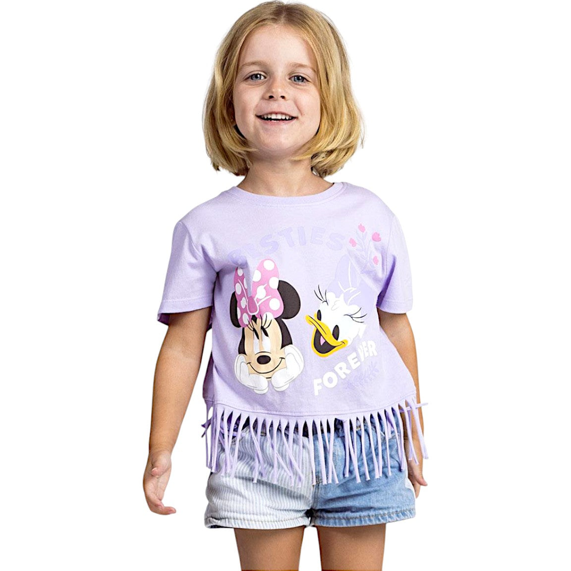 Minnie Mouse & Daisy T-Shirt für Mädchen mit Fransen Gr.98 -122 cm