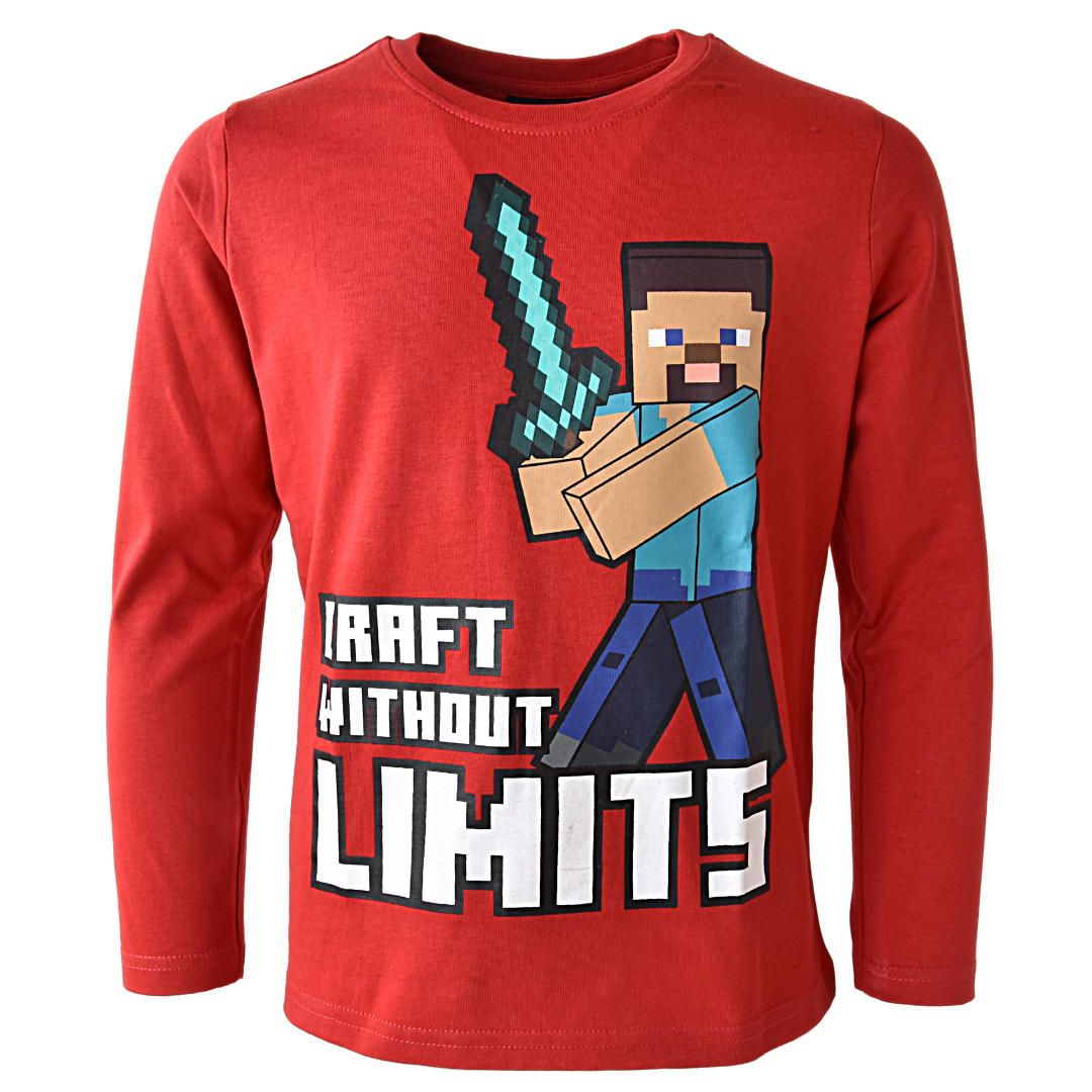 Minecraft Langarmshirt "Steve mit Diamantschwert"