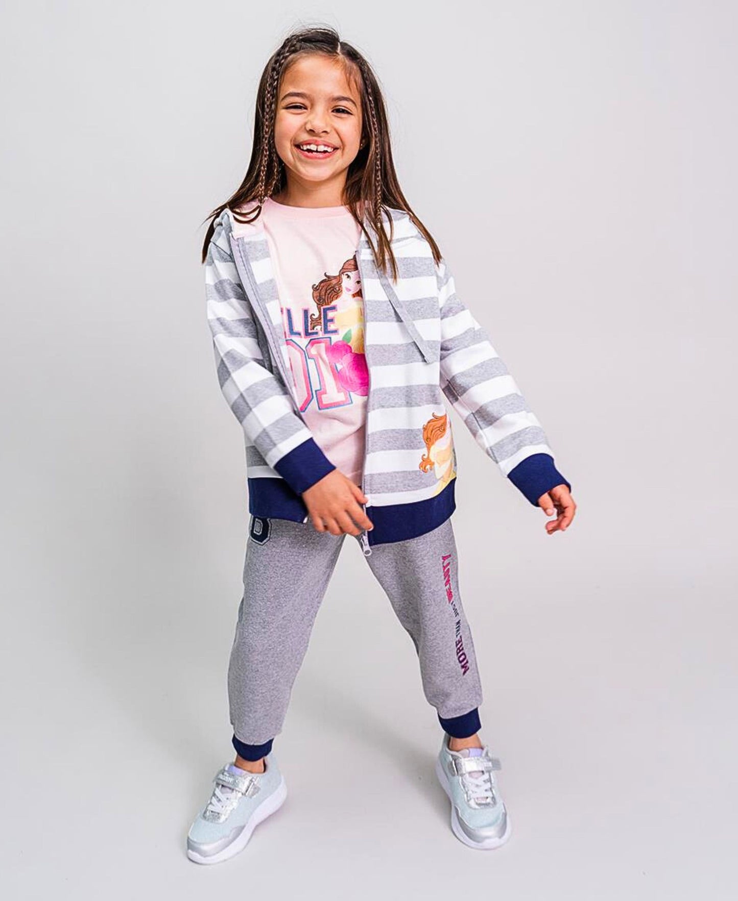 3tlg. Outfit Sweatjacke, Langarmshirt & Hose Disney Princess