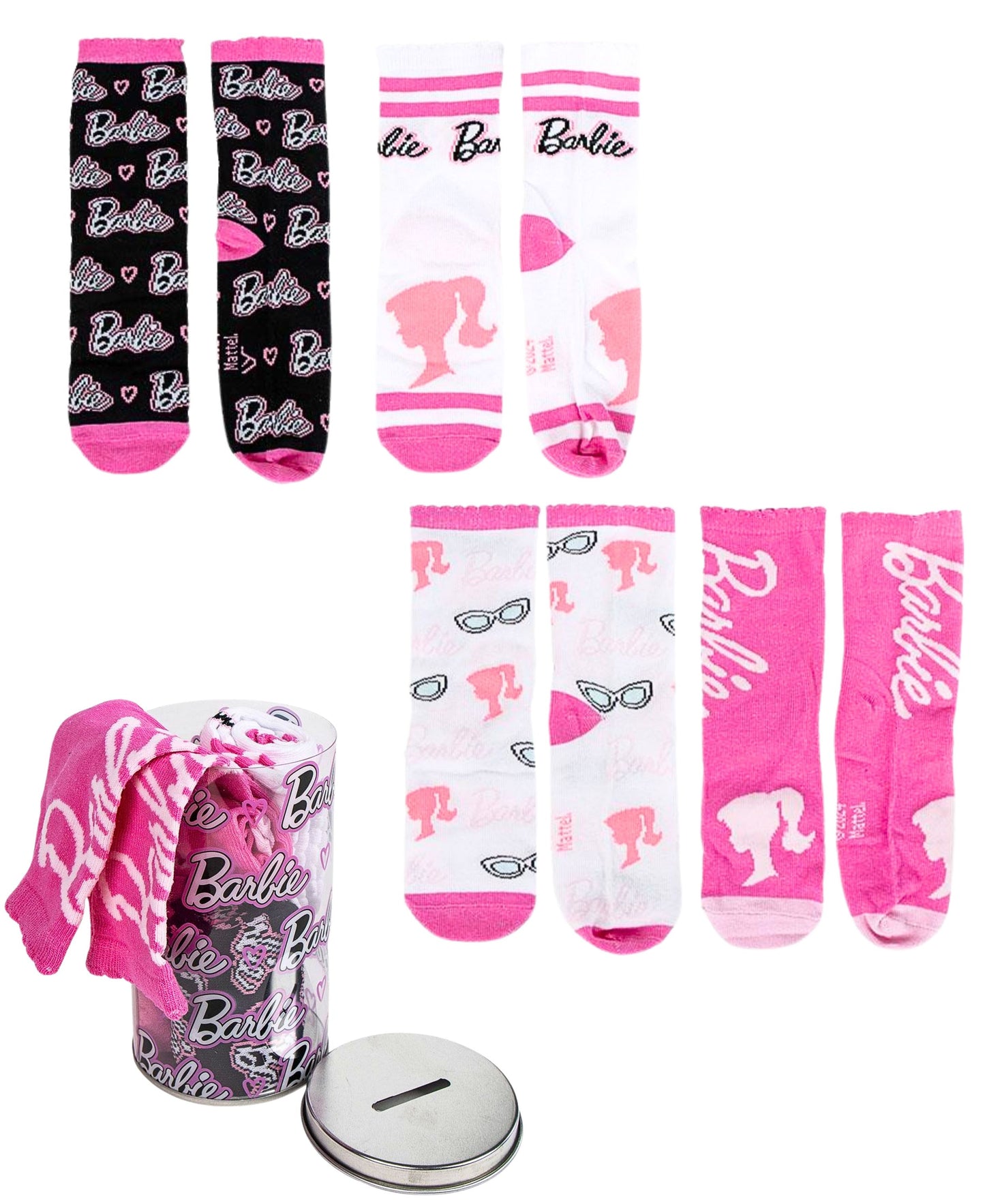 Barbie 4er - Pack Socken in Spardose Gr. 27-38
