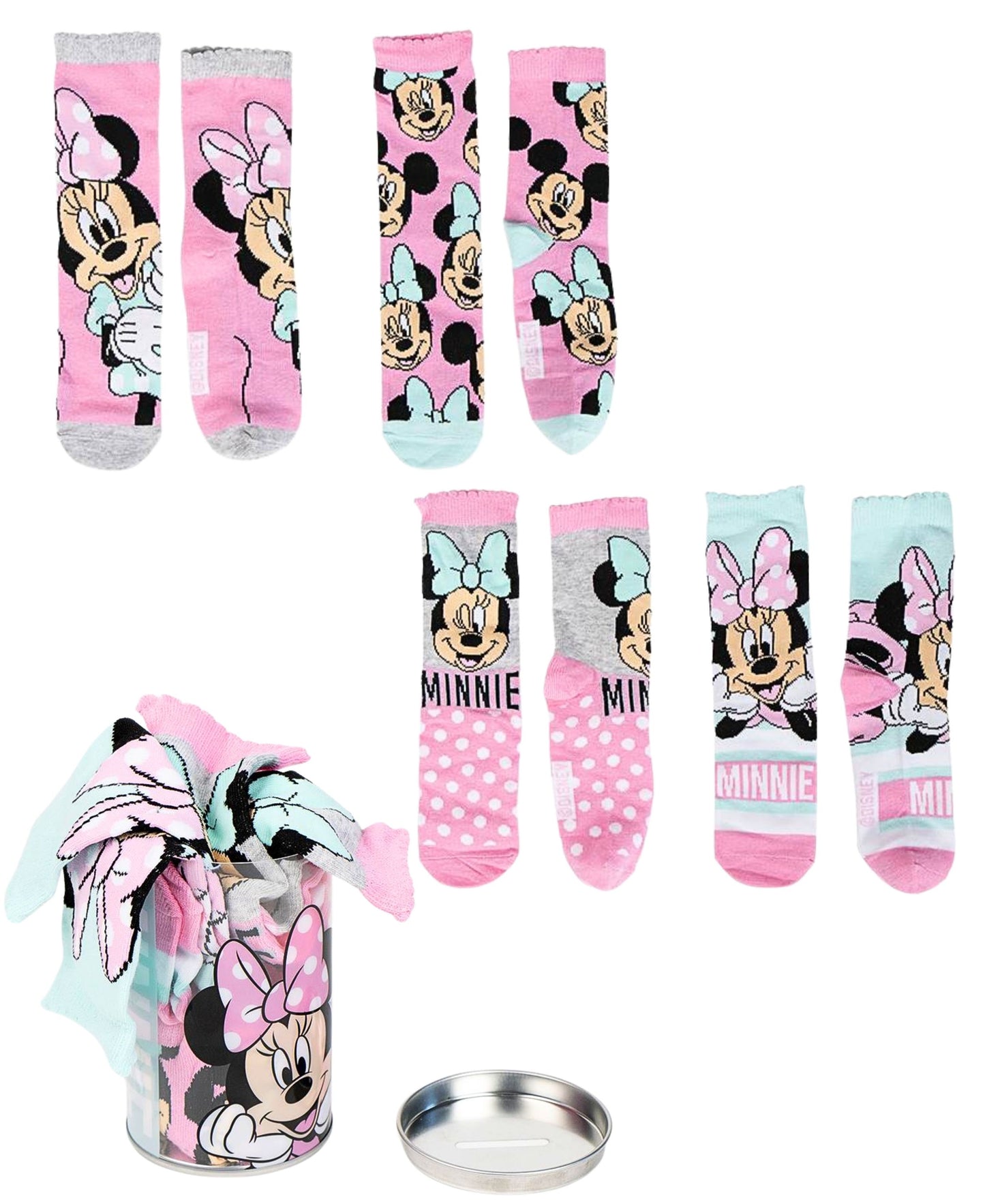 Minnie Mouse 4er - Pack Socken in Spardose Gr. 23-34