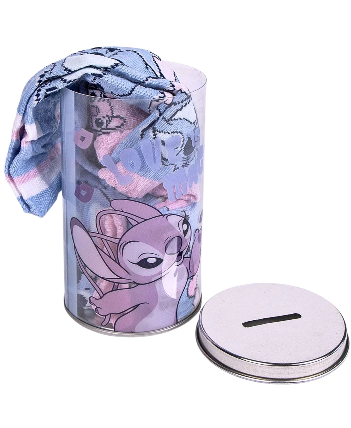 Stitch & Angel 4er - Pack Socken in Spardose Gr. 27-38