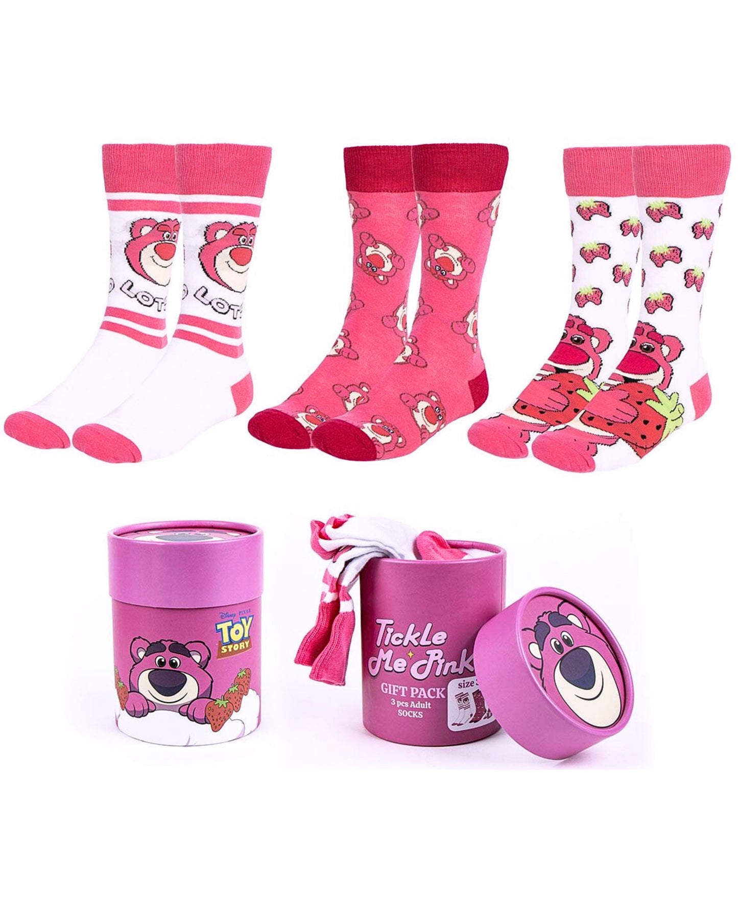 Toy Story Lotso 3er - Pack Socken in Geschenkkarton Gr. 36-43