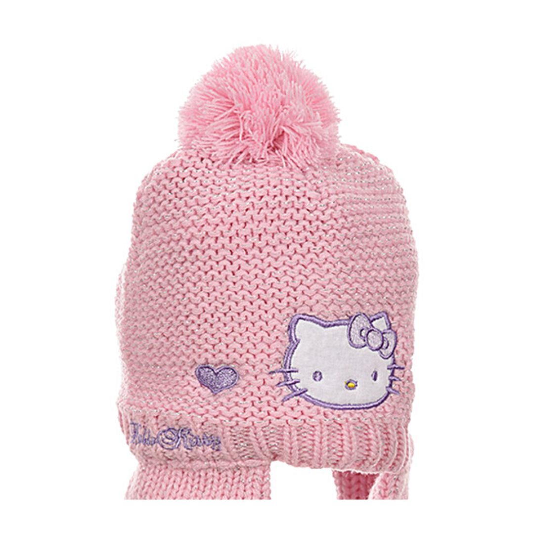 Hello Kitty Baby Mütze gestrickt mit Fleece-Futter