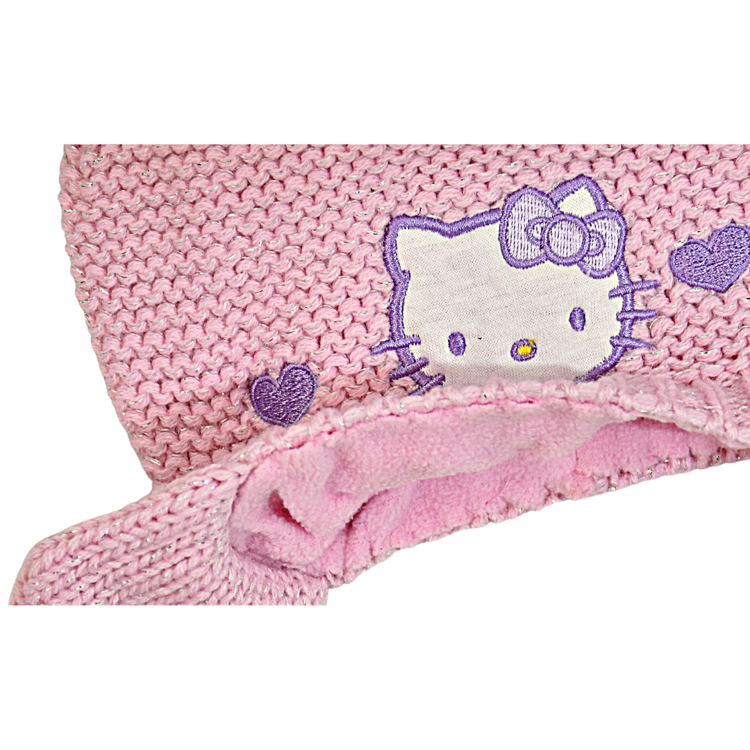 Hello Kitty Baby Mütze gestrickt mit Fleece-Futter