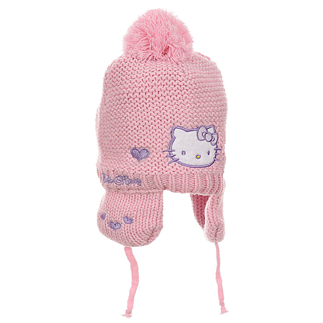 Hello Kitty Baby Mütze gestrickt mit Fleece-Futter