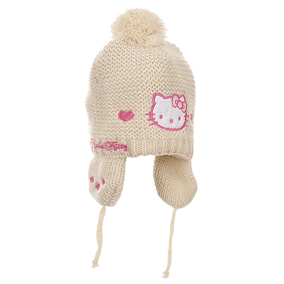 Hello Kitty Baby Mütze gestrickt mit Fleece-Futter