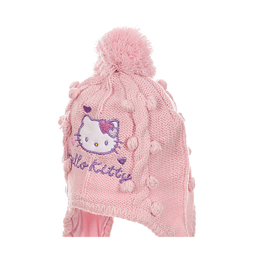 Hello Kitty Baby Mütze gestrickt mit Zöpfen
