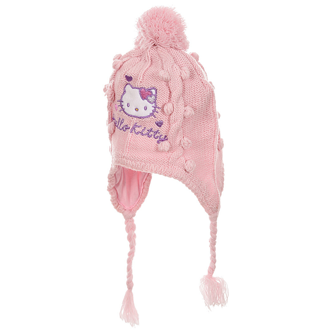 Hello Kitty Baby Mütze gestrickt mit Zöpfen