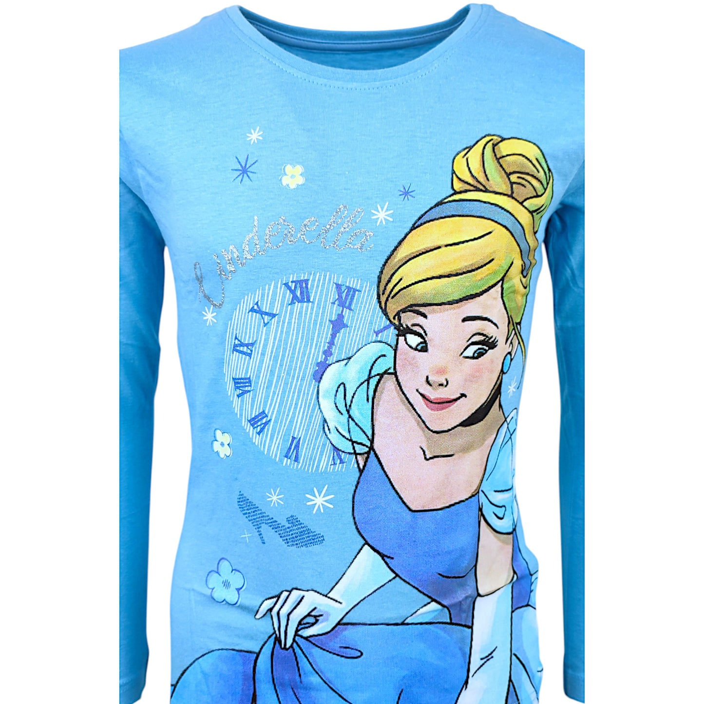 Disney Princess Langarmshirt mit Glitzer Cinderella für Mädchen Gr. 98 - 128 cm