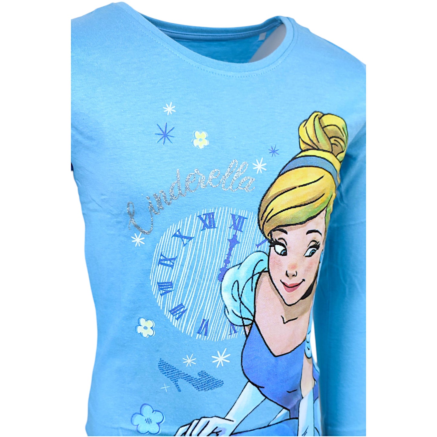 Disney Princess Langarmshirt mit Glitzer Cinderella für Mädchen Gr. 98 - 128 cm