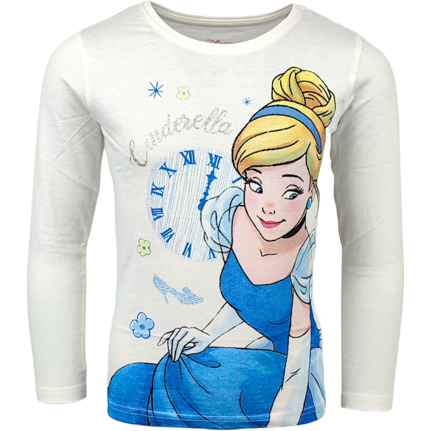 Disney Princess Langarmshirt mit Glitzer Cinderella für Mädchen Gr. 98 - 128 cm