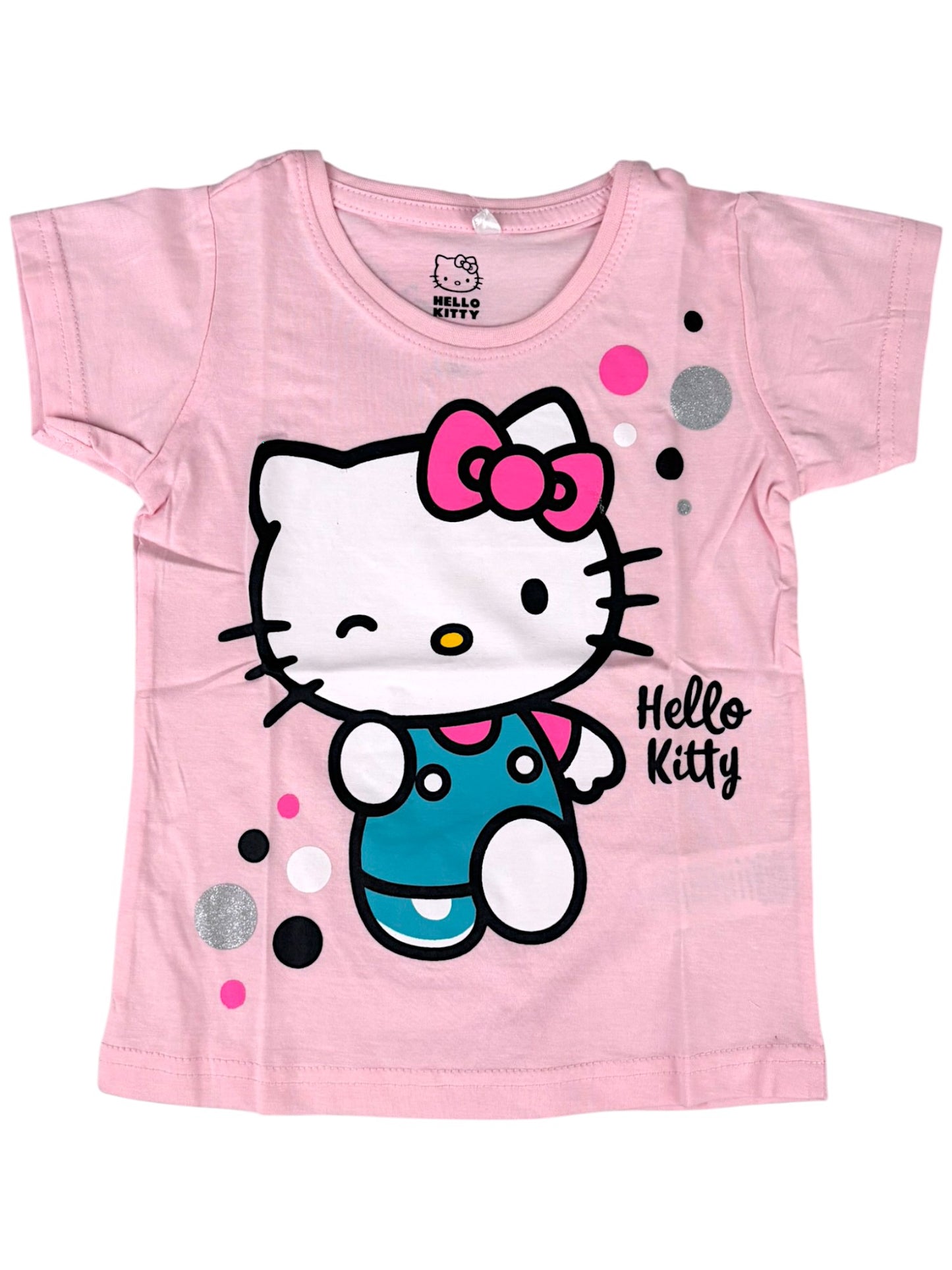 Hello Kitty T-Shirt für Mädchen mit Glitzer Gr. 104 - 134 cm