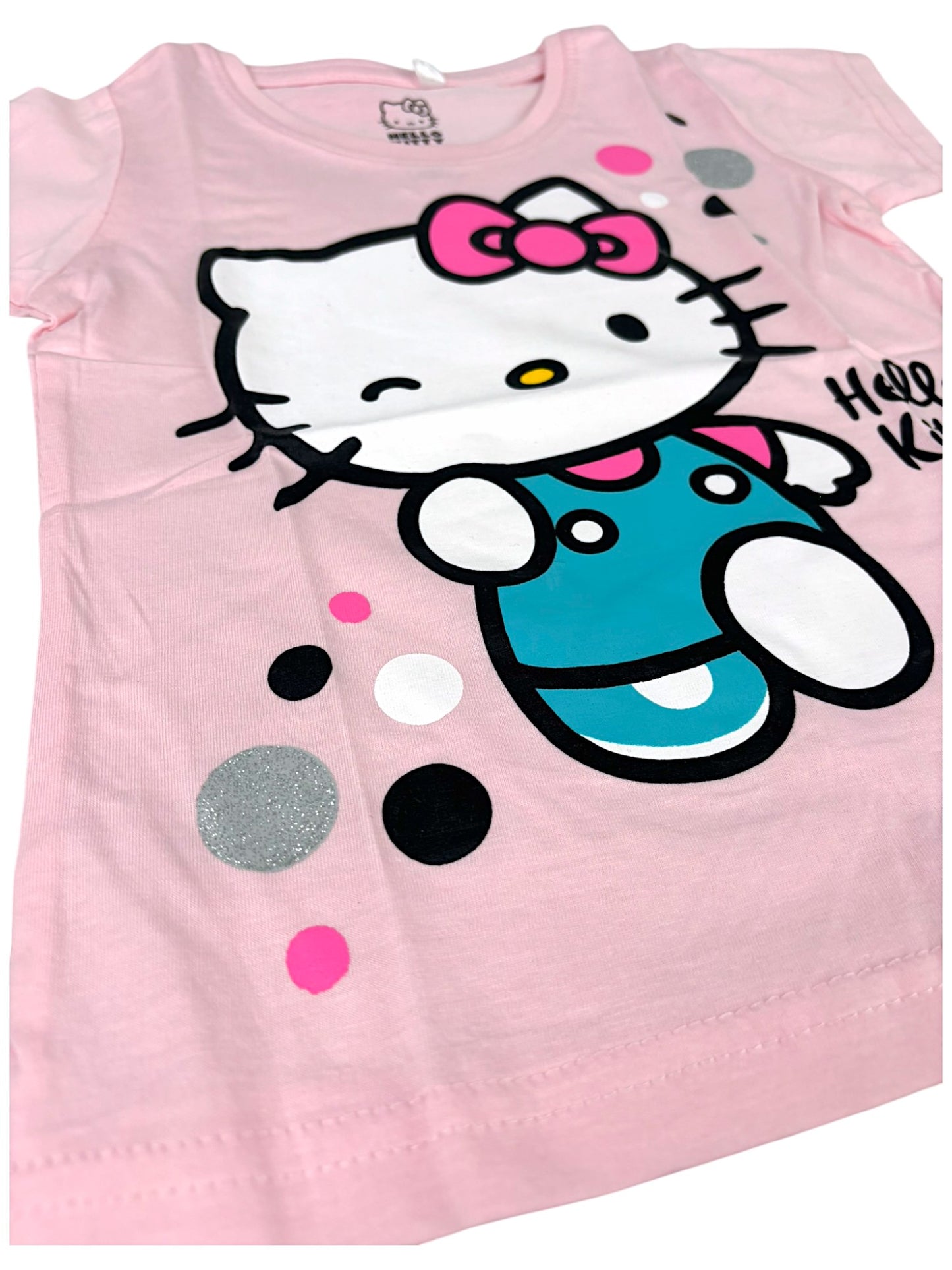 Hello Kitty T-Shirt für Mädchen mit Glitzer Gr. 104 - 134 cm