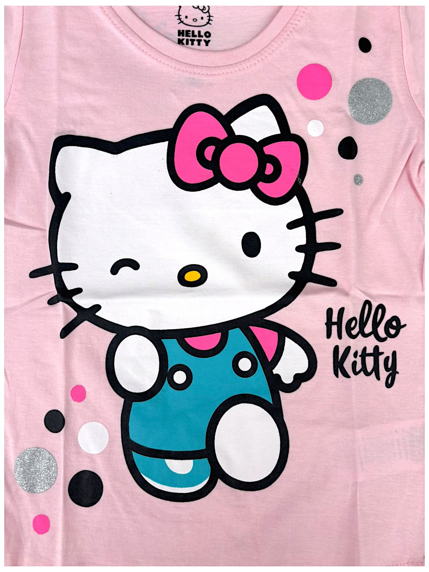 Hello Kitty T-Shirt für Mädchen mit Glitzer Gr. 104 - 134 cm