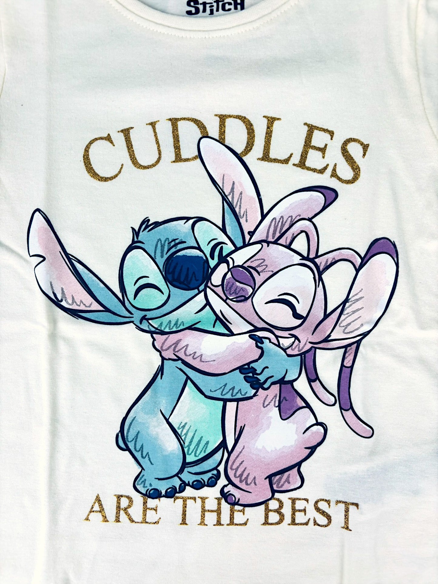 Disney Stitch Schlafanzug kurz mit Glitzerdetails - Shorty für Mädchen Gr. 104 - 152 cm