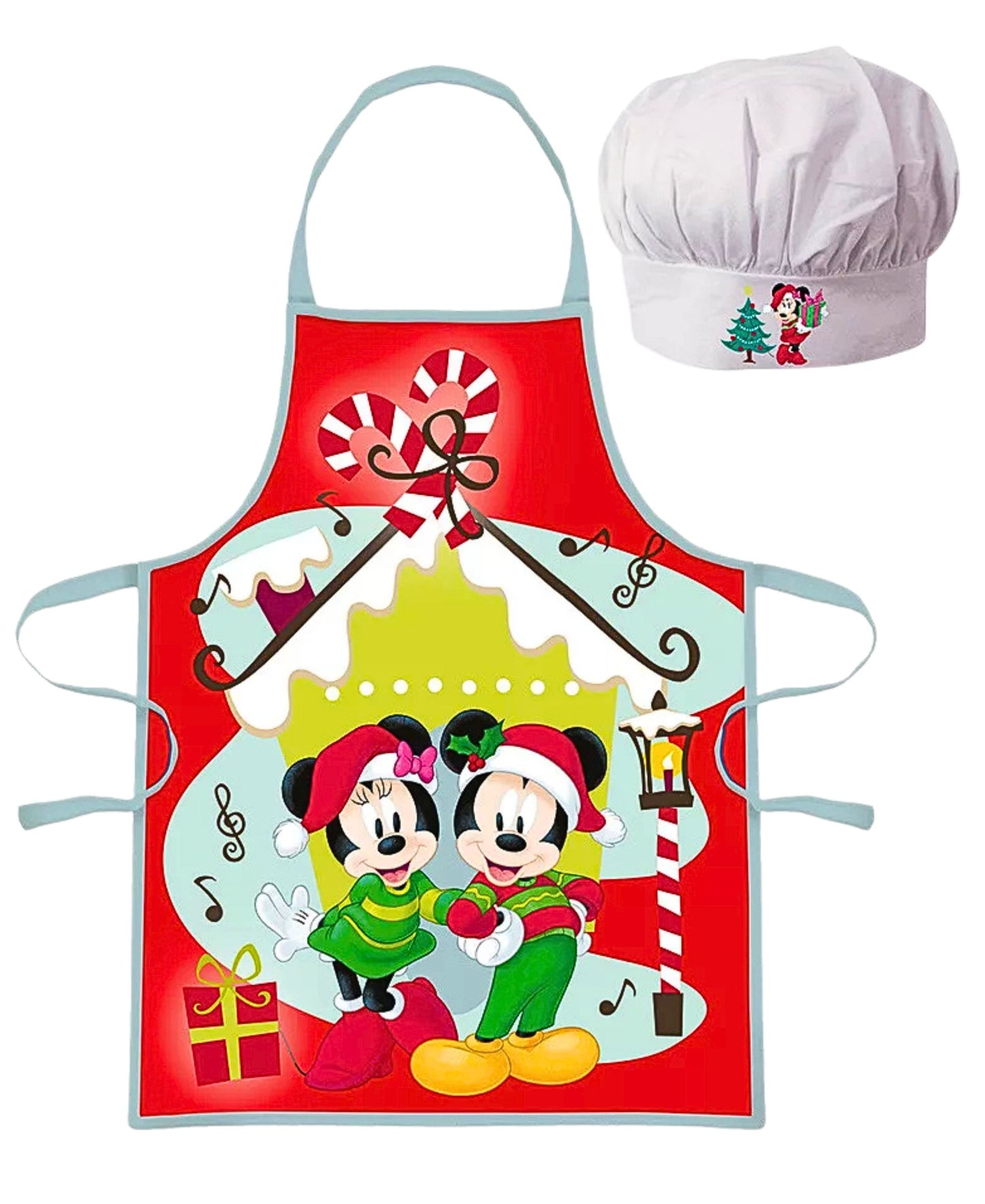 Kochschürze Set mit Kochmütze Mickey & Minnie Mouse Weihnachten
