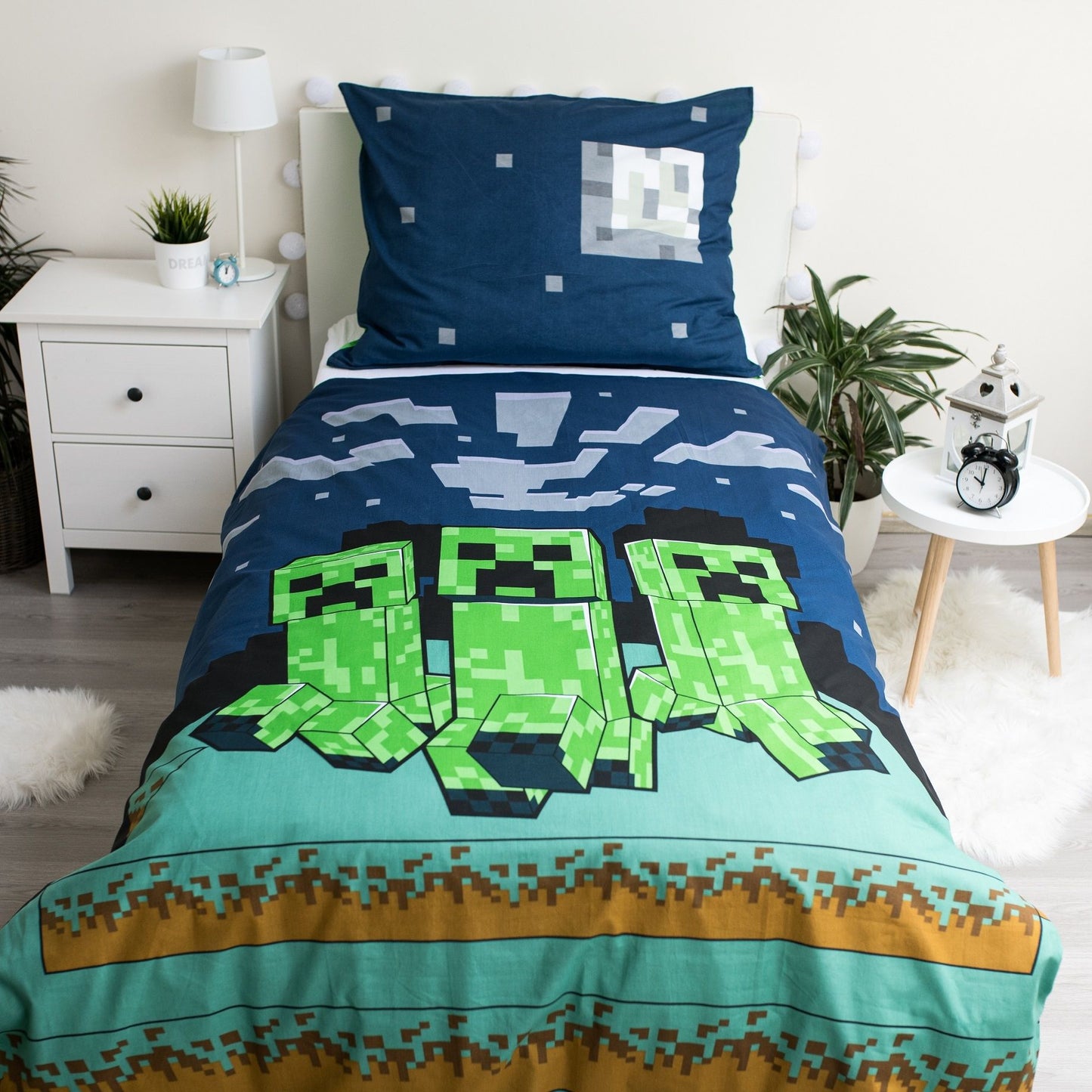 Kinderbettwäsche Minecraft Creeper Set 2-tlg. 135-140 x 200 cm