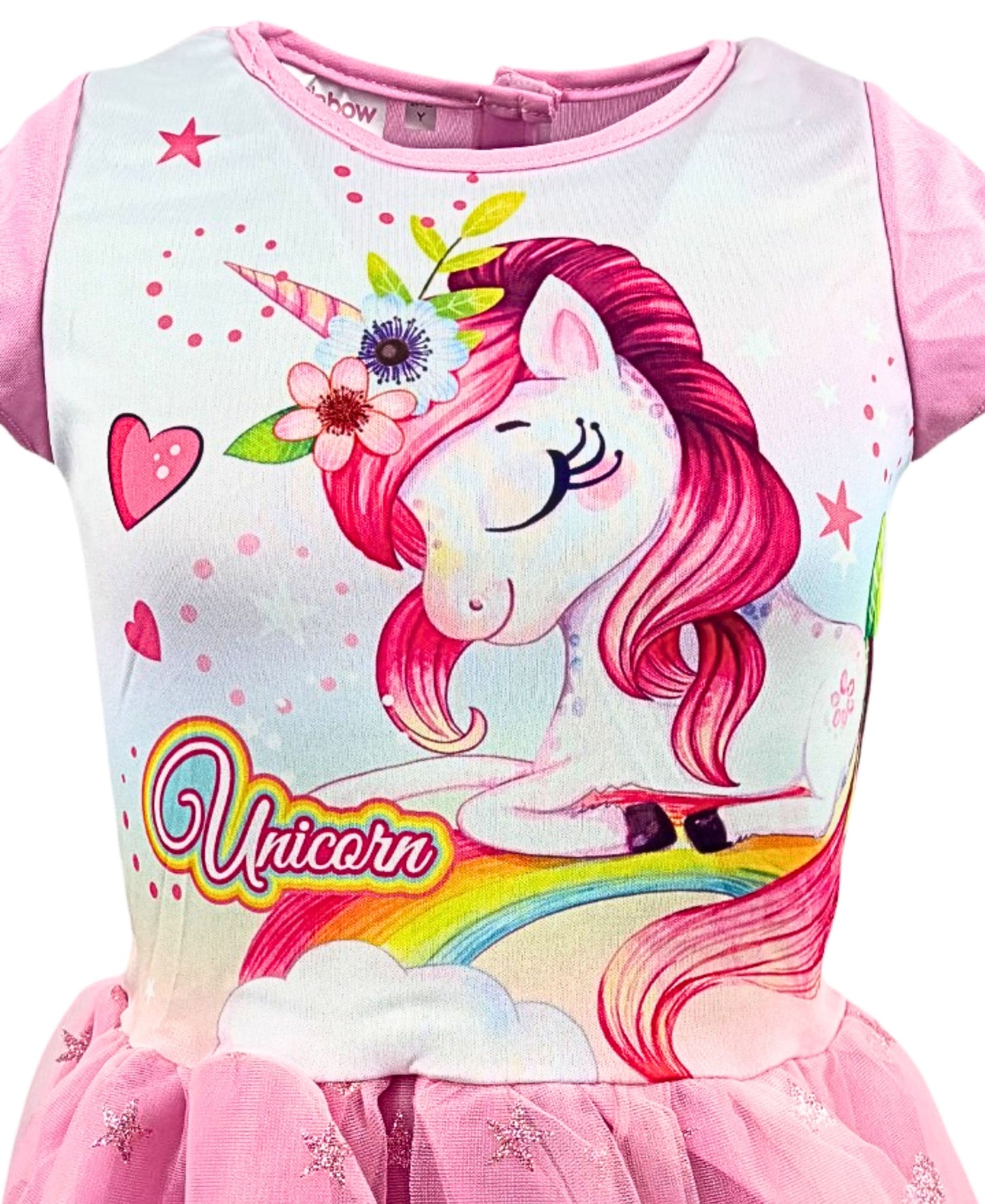 Einhorn Sommerkleid mit Tüll Gr. 92 - 128 cm