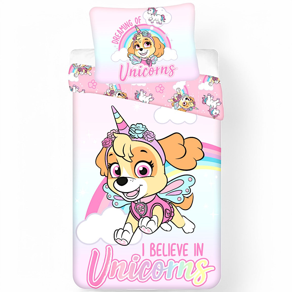 Paw Patrol Kinderbettwäsche Skye Einhorn Set 2-tlg. 135-140 x 200 cm