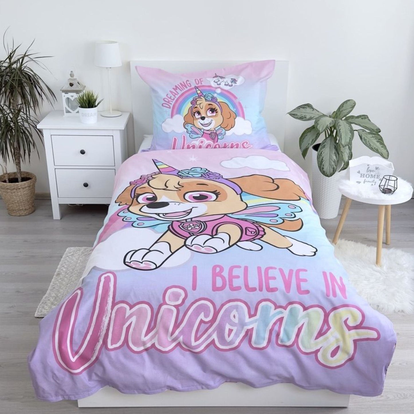 Paw Patrol Kinderbettwäsche Skye Einhorn Set 2-tlg. 135-140 x 200 cm