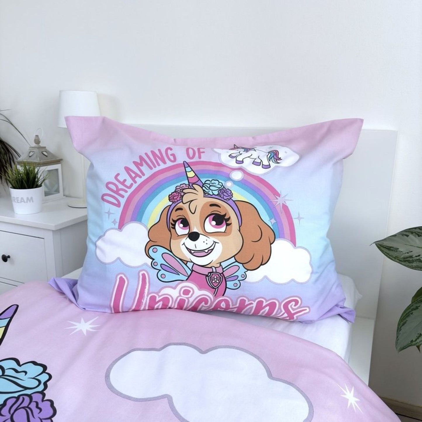Paw Patrol Kinderbettwäsche Skye Einhorn Set 2-tlg. 135-140 x 200 cm