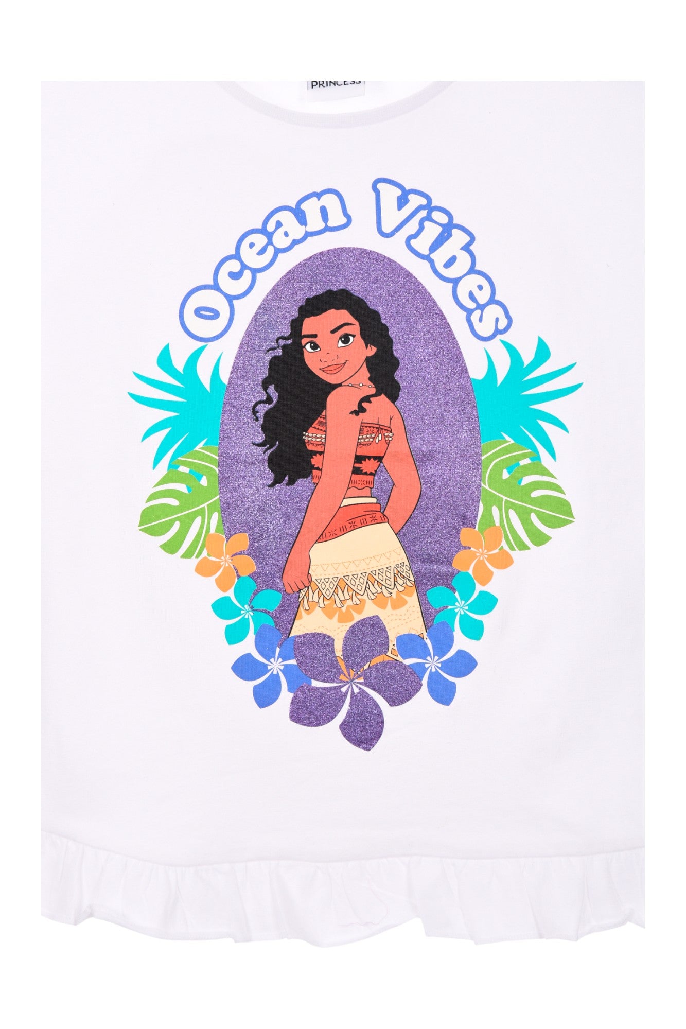 Vaiana T-Shirt mit Glitzer & Rüschen für Mädchen Gr. 98 - 128 cm