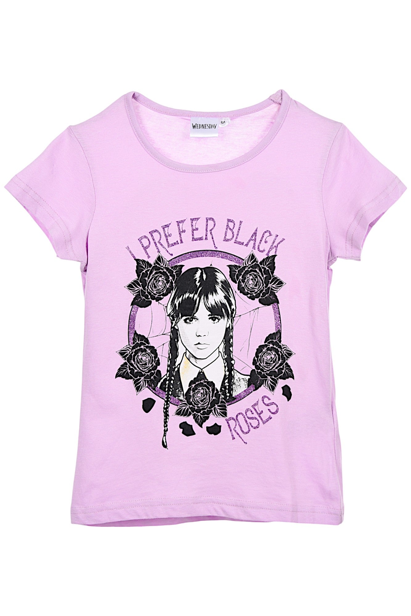 Wednesday T-Shirt für Mädchen mit Glitzer Gr. 116 - 152 cm