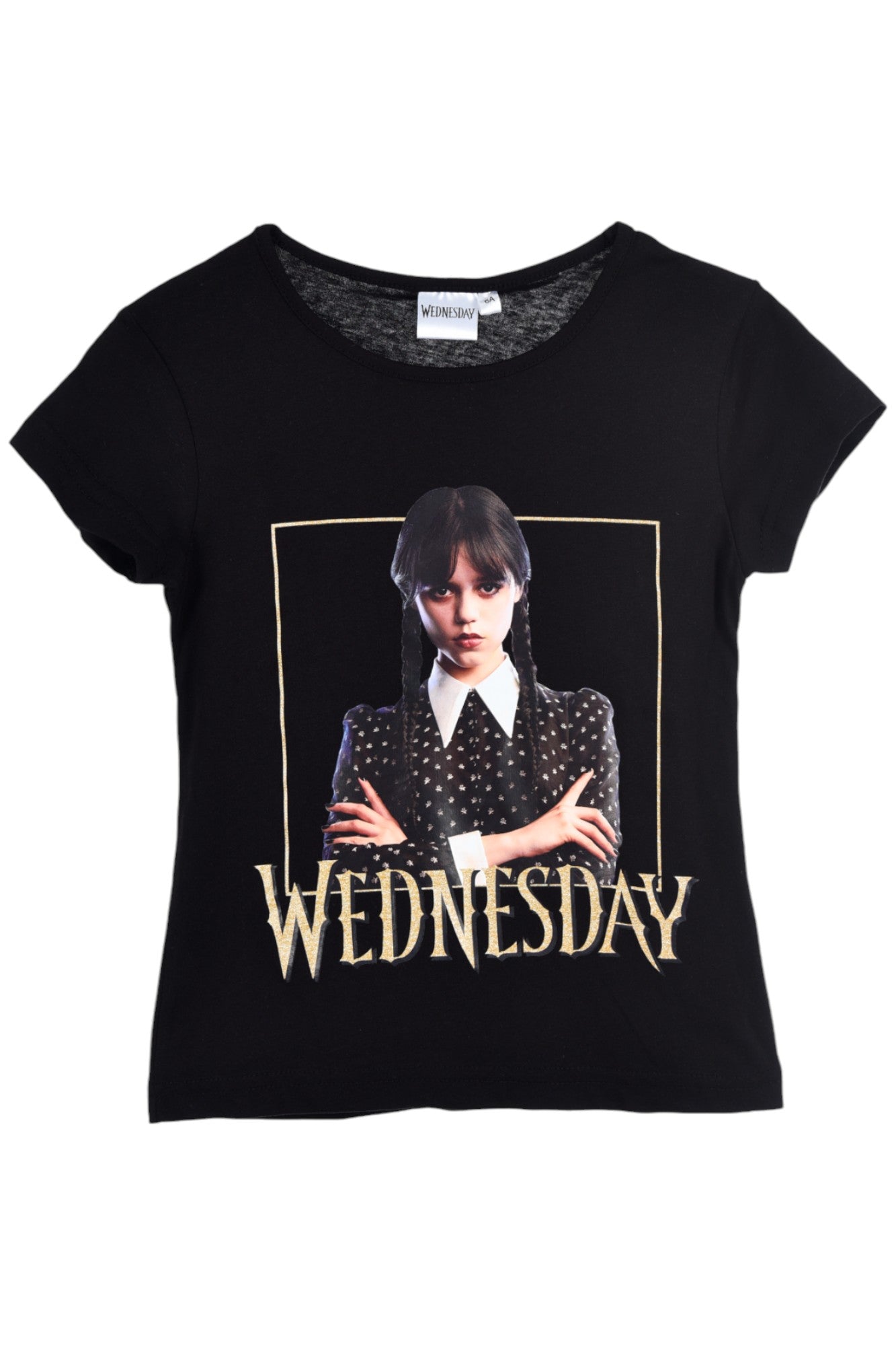 Wednesday T-Shirt für Mädchen mit Glitzer Gr. 116 - 152 cm