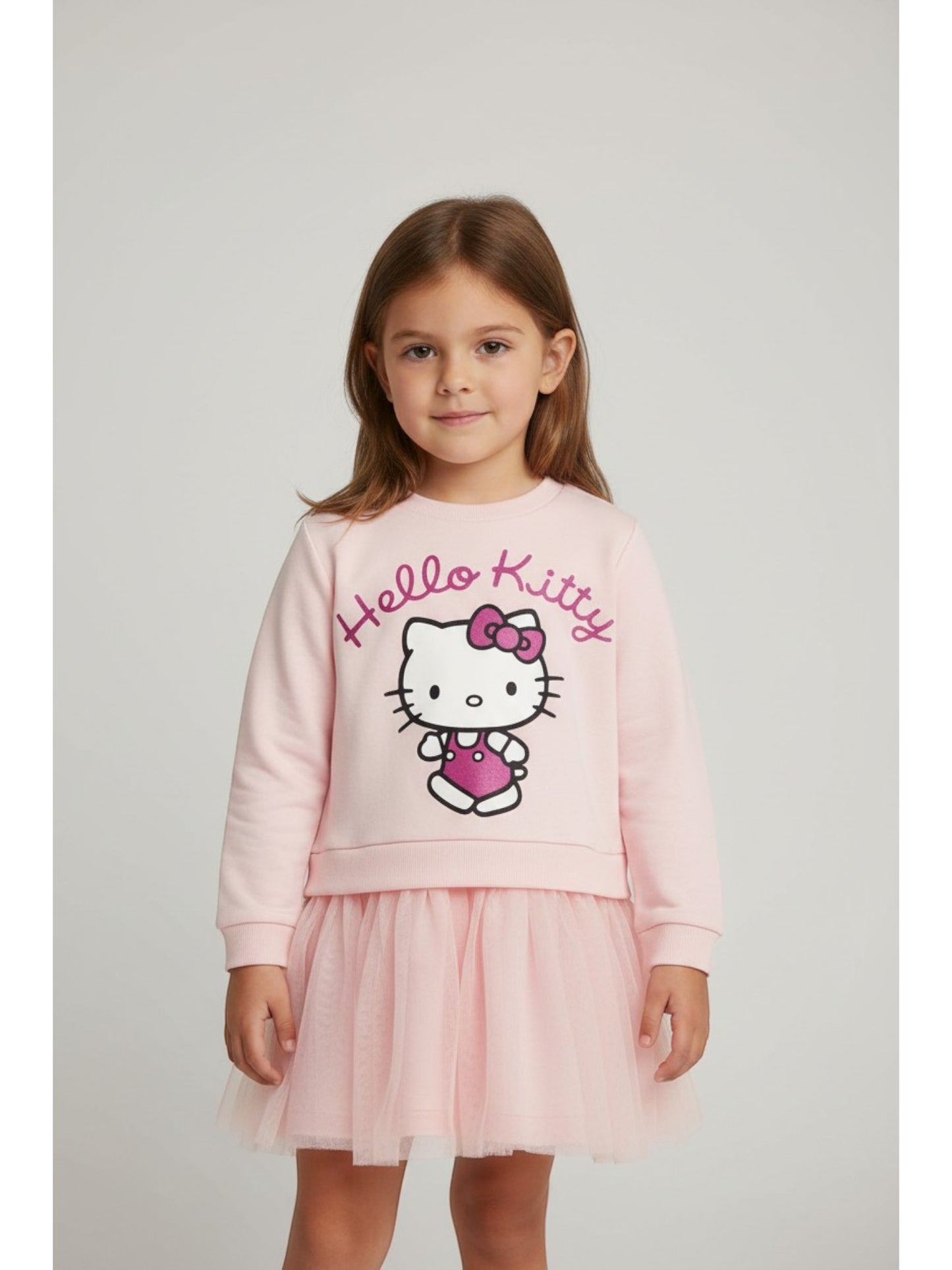 Hello Kitty Sweatkleid mit Tüllrock Gr. 104 - 140 cm