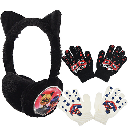 Miraculous Ohrenschützer Set 3-teilig mit Handschuhen