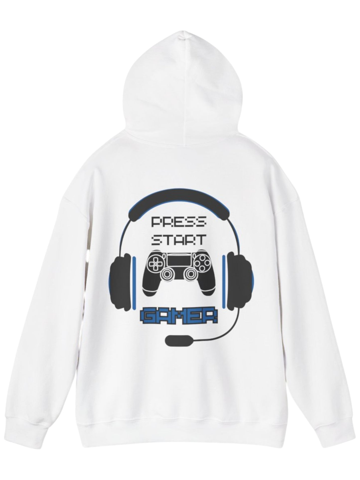 Gamer Headset Hoodie - "Press Start" Controller & Name Graphic