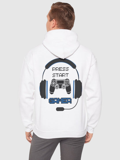 Gamer Headset Hoodie - "Press Start" Controller & Name Graphic
