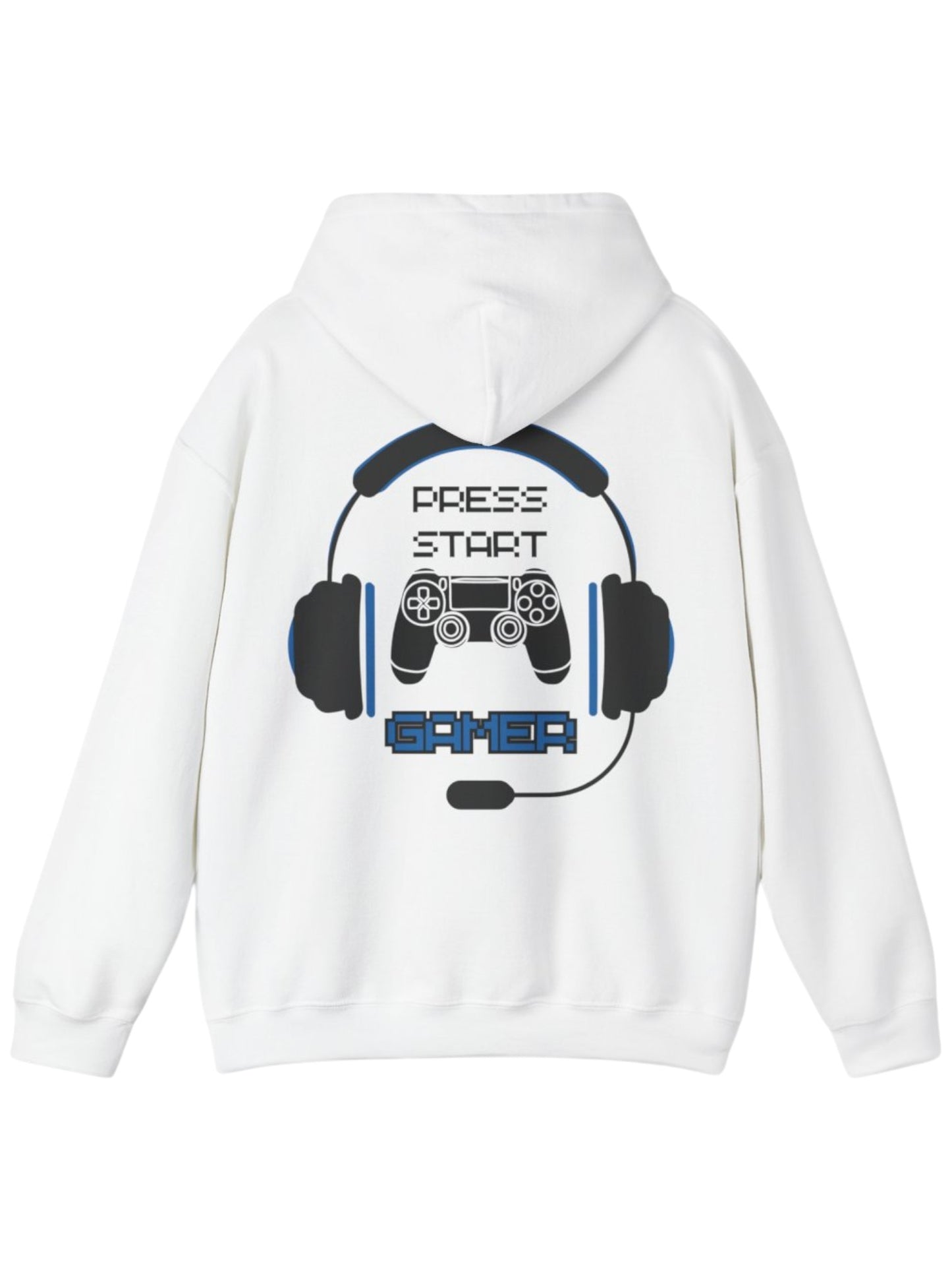 Gamer Headset Hoodie - "Press Start" Controller & Name Graphic