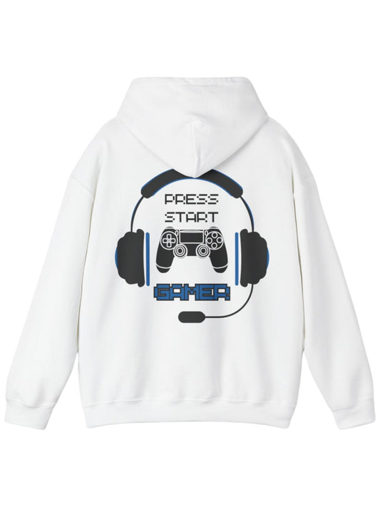 Gamer Headset Hoodie - "Press Start" Controller & Name Graphic