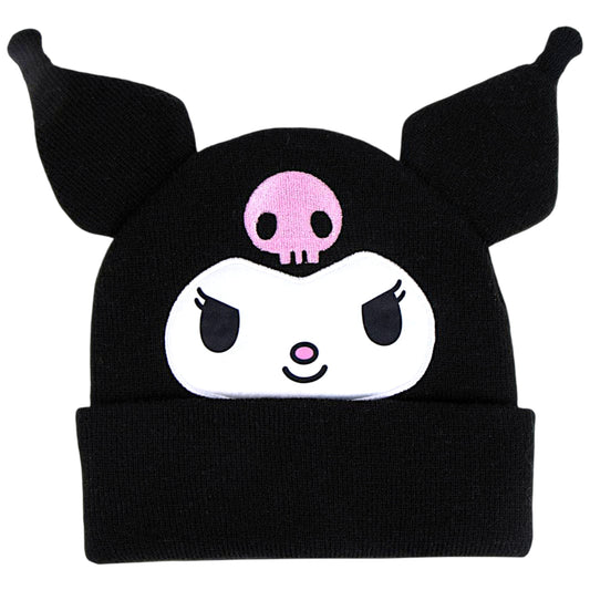Strickmütze Kuromi mit 3D-Ohren & Frontmotiv