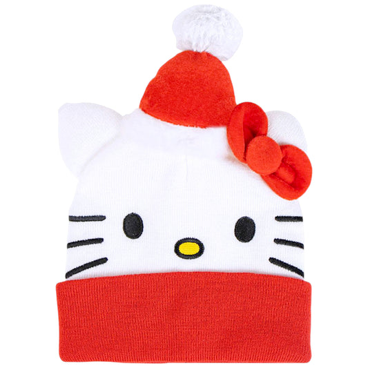 Hello Kitty Strickmütze mit Weihnachtsmütze & 3D-Schleife