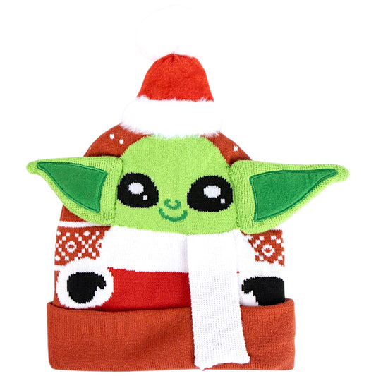 Weihnachtsmütze Star Wars – Grogu mit 3D-Ohren & Bommel