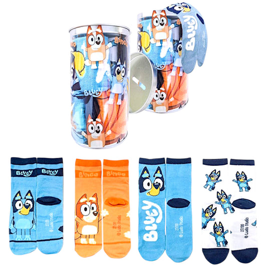 Bluey 4er - Pack Socken in Spardose Gr. 23-30