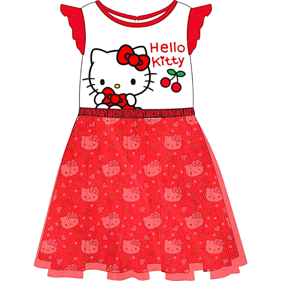 Hello Kitty Sommerkleid mit Tüll Gr. 98 - 122 cm