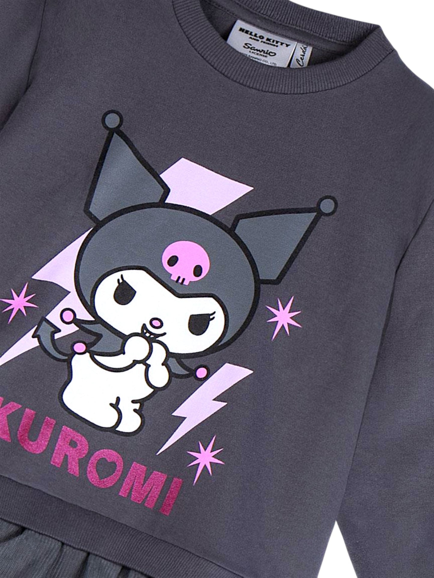 Hello Kitty Sweatkleid Kuromi mit Tüllrock Gr. 104 - 140 cm