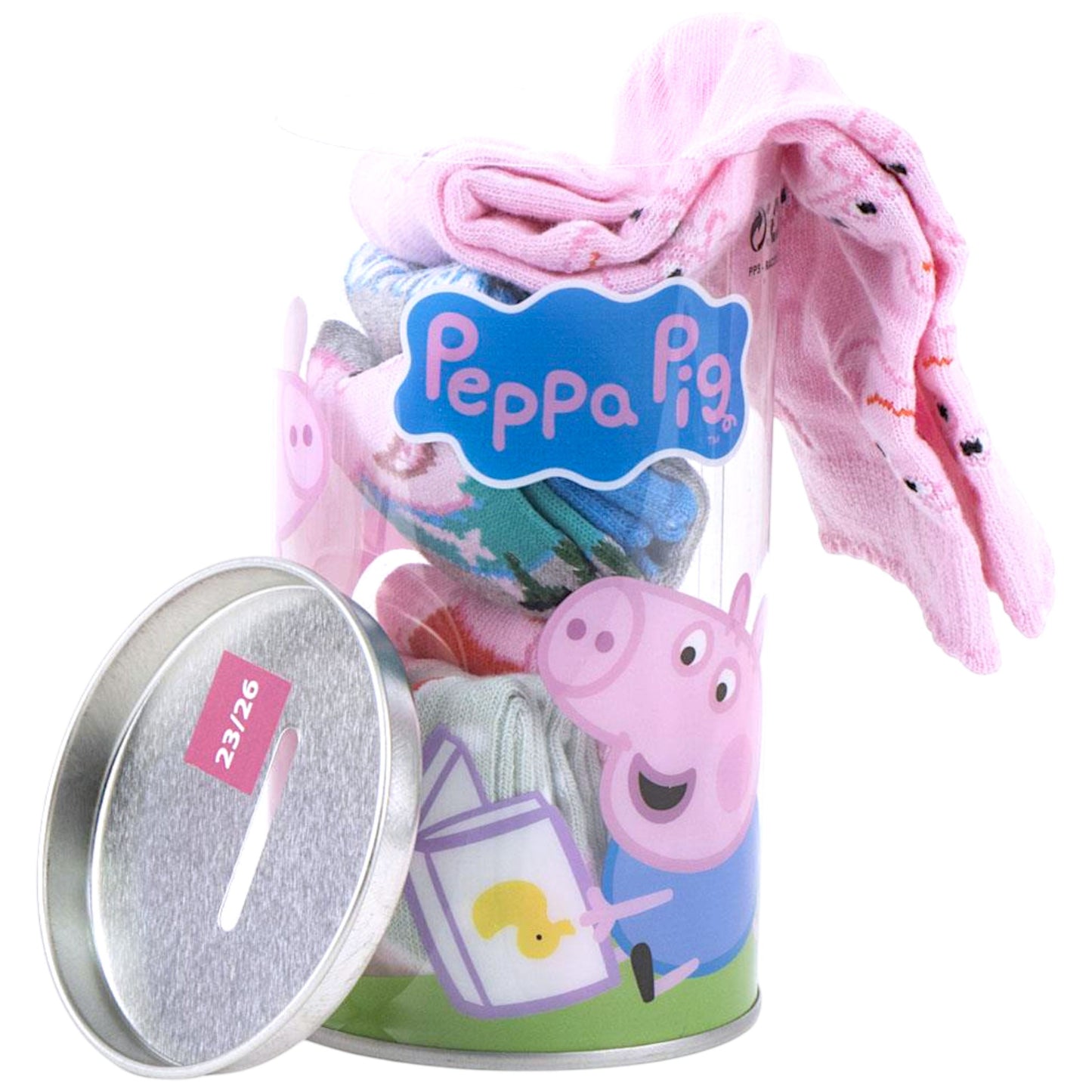 Peppa Pig 4er - Pack Socken in Spardose Gr. 23-30