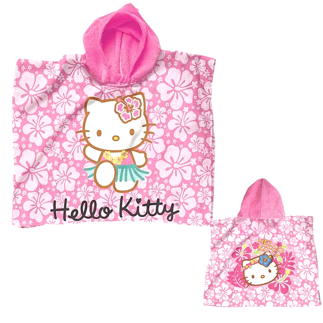 Hello Kitty 3-teiliges Strandset mit Badeponcho Ball und Rucksack