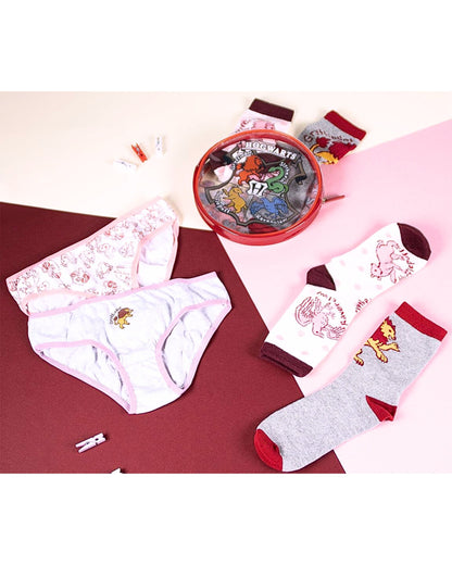 Harry Potter 4er Pack Unterwäsche Set Slip & Socken im Kulturbeutel