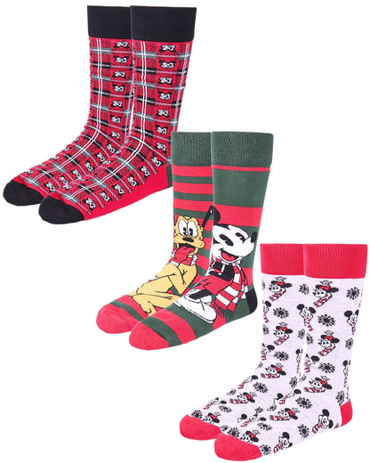 Weihnachtssocken Mickey Mouse 3er - Pack im Geschenkkarton Gr. 40-46