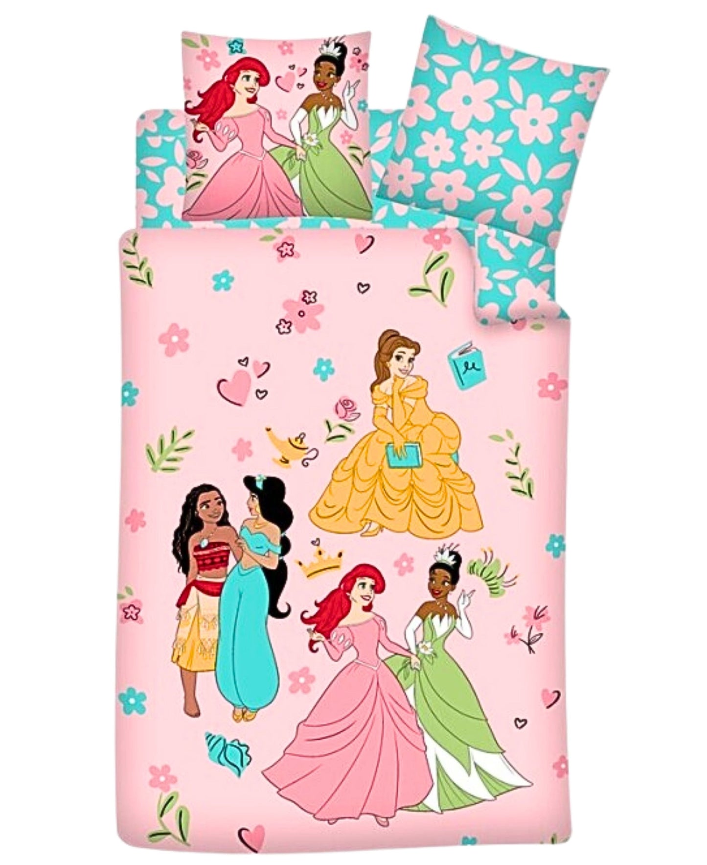 Disney Princess Kinderbettwäsche + Spannbettlaken Set 3-tlg. 135-140 x 200 cm
