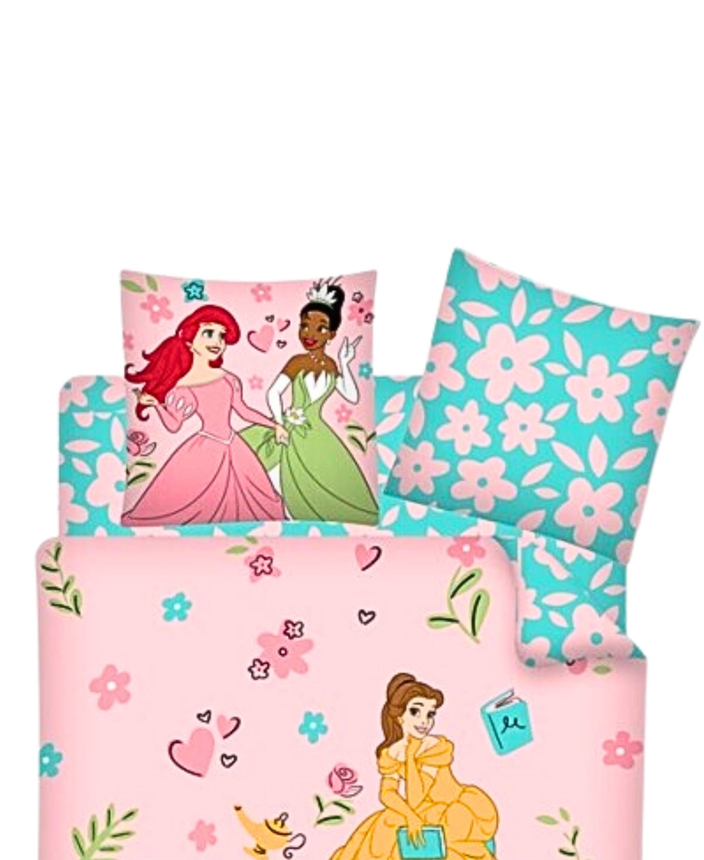 Disney Princess Kinderbettwäsche + Spannbettlaken Set 3-tlg. 135-140 x 200 cm