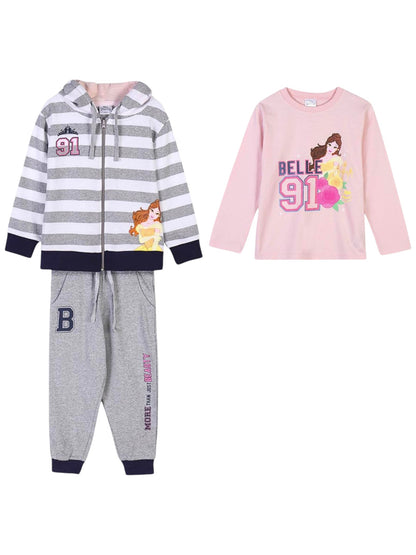3tlg. Outfit Sweatjacke, Langarmshirt & Hose Disney Princess