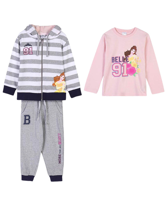 3tlg. Outfit Sweatjacke, Langarmshirt & Hose Disney Princess
